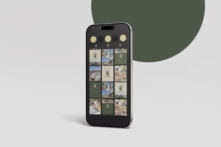 Mockup van een smartphone met de Instagram feed van Tuinen Bouqué, voorbeeld van Social Media Beheer en Fotografie door Toméci.