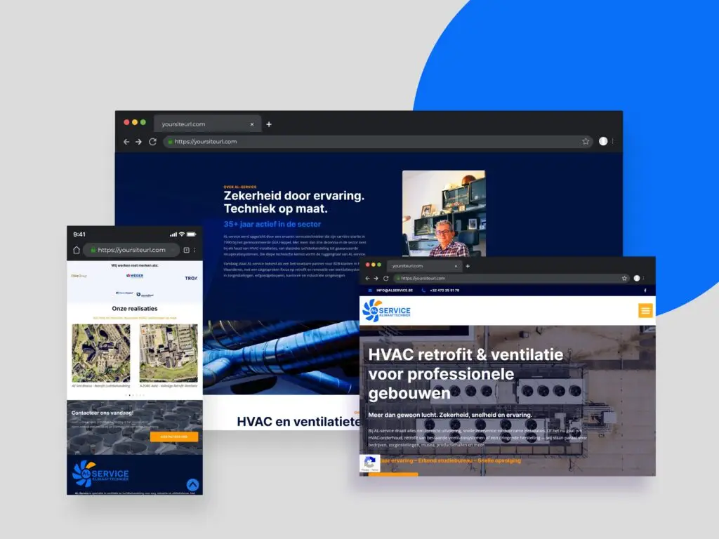 Website laten maken: Mooie en professionele website mockup voor AL-Service, ontzorging en snelle oplevering gegarandeerd.