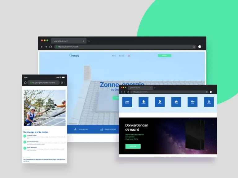 Website laten maken: Mooie professionele website mockup voor Inergiq, snel geleverd en responsief op alle toestellen.