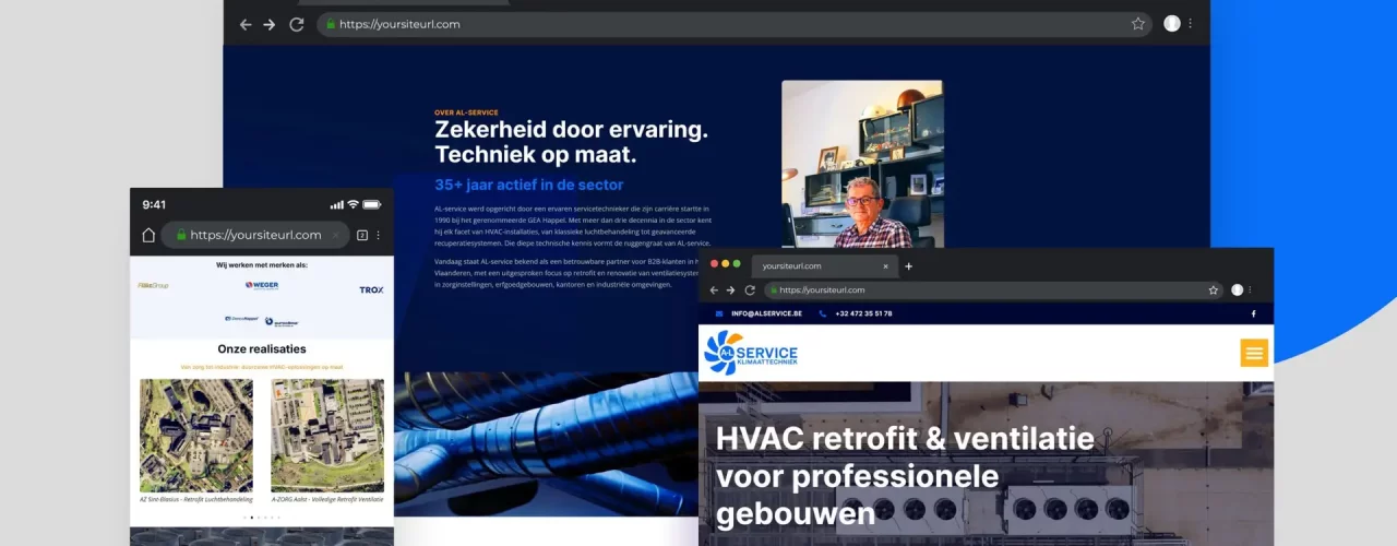 Website laten maken: Mooie en professionele website mockup voor AL-Service, ontzorging en snelle oplevering gegarandeerd.
